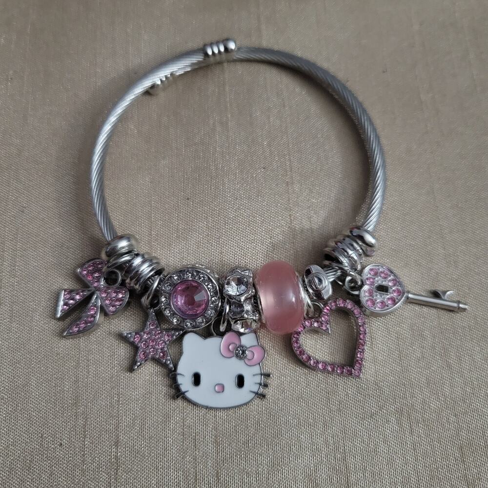Hello Kitty pink & silver charm bracelet